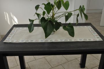 Chemin de table avec bordure bleue 40x100 lin 